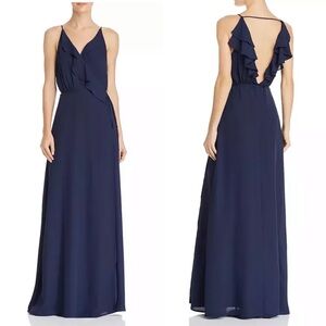 Wayf Maxi Dress Ruffle V-Neck Back Cutout Large